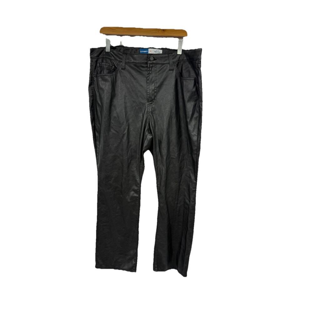 Old Navy Black Faux Leather Bootcut Pants Womens Size 16 Short Inseam